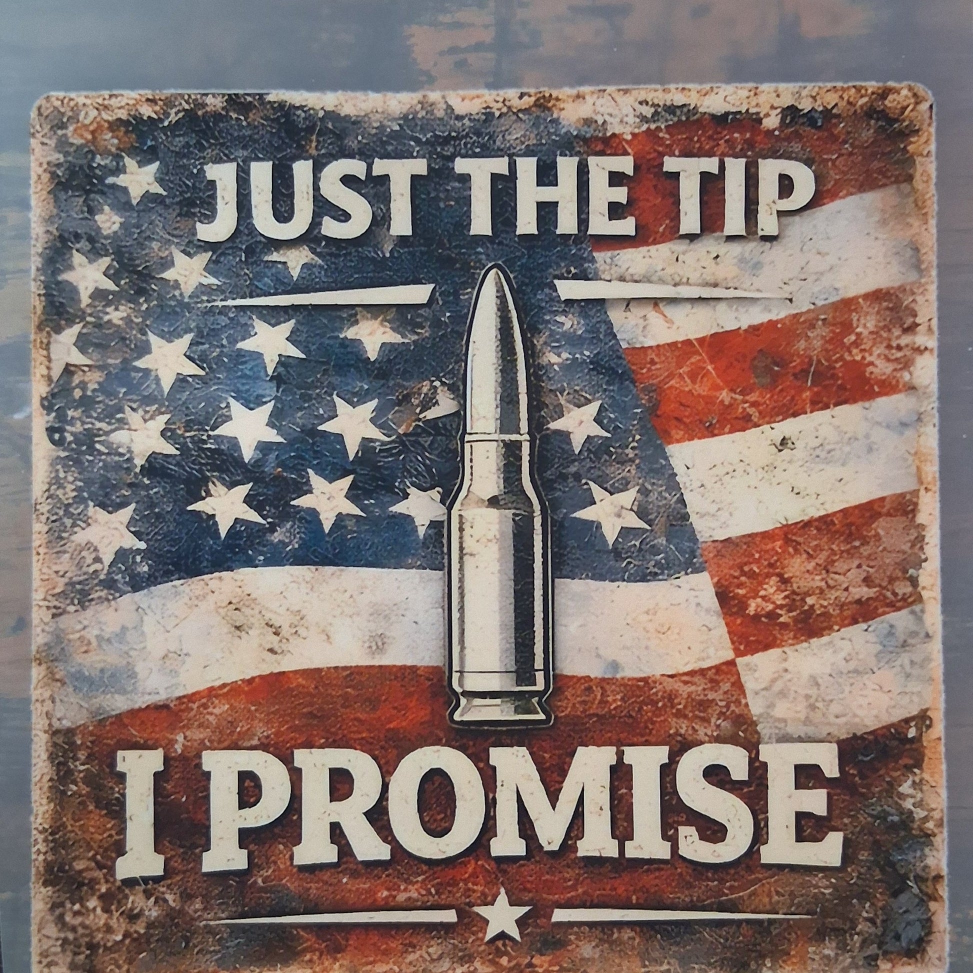 Funny Patriotic DTF Transfer – “Just The Tip I Promise” – USA Flag 
