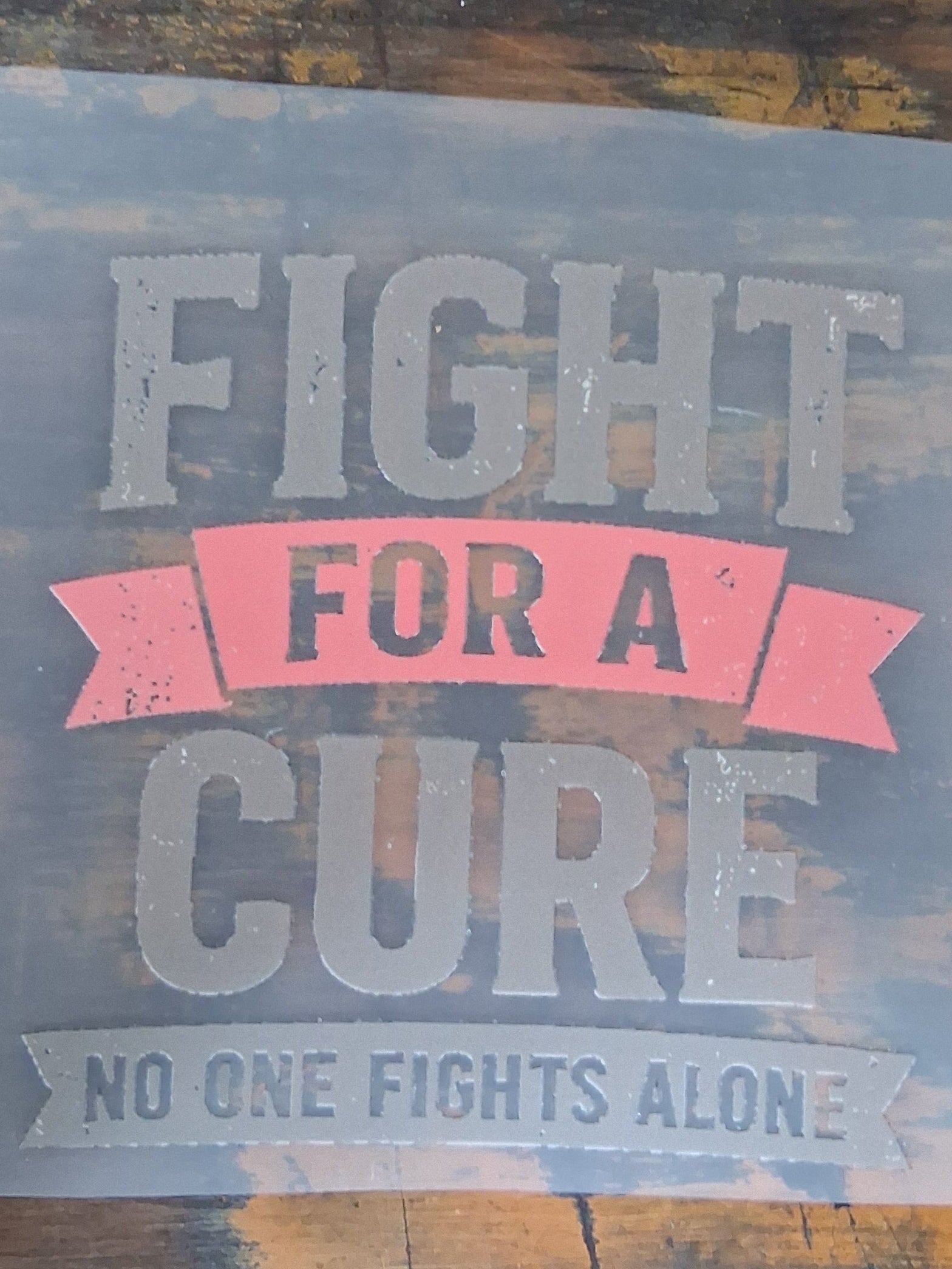 Breast Cancer DTF Transfer Bundle on a wooden surface