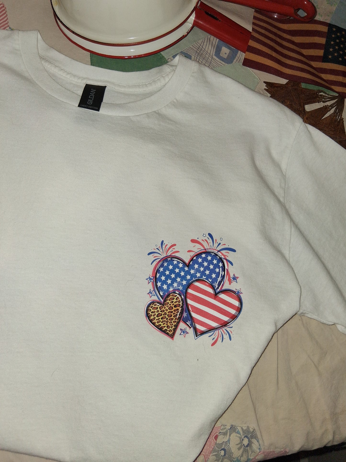 Americana Hearts & Vintage Truck Tee | Front & Back Graphic | Size Small