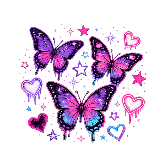 Butterflies and Hearts and Stars Version 1 PNG File