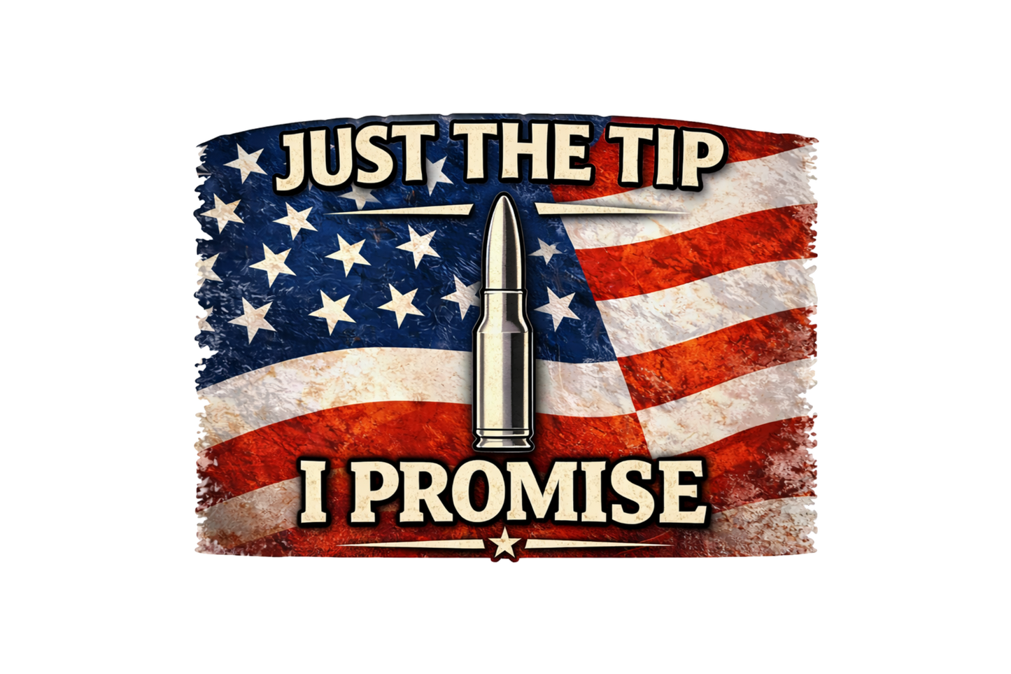 Just the Tip I Promise American Flag/Bullet PNG File on a white background